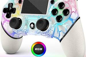 Беспроводной контроллер для PS4, индивидуальный дизайн White Crack, RGB 1000 мАч