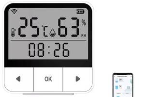 Беспроводной Wi-Fi датчик температуры и влажности Tuya Smart life PA-010 с экраном Белый - 901884