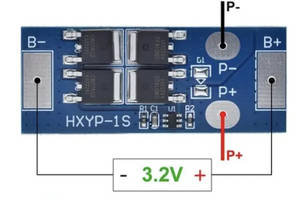 BMS контроллер 1S LiFePo4 18650 3,2 V 16A заряда/разряда