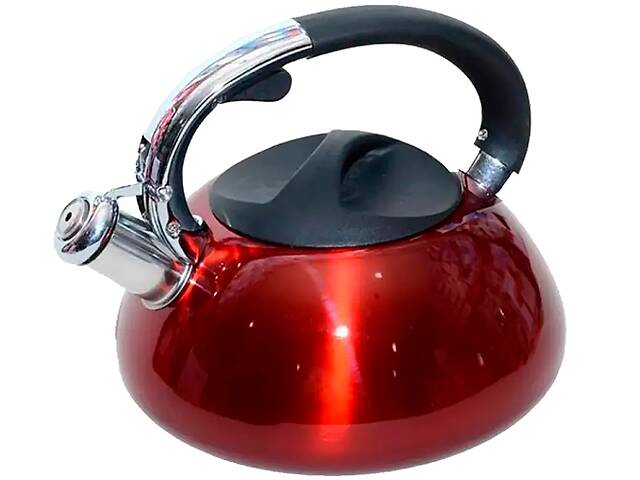 Чайник из нержавеющей стали со свистком Giakoma G-3303 3 л для газовых и электрических плит красный (24381-G-3303_452)