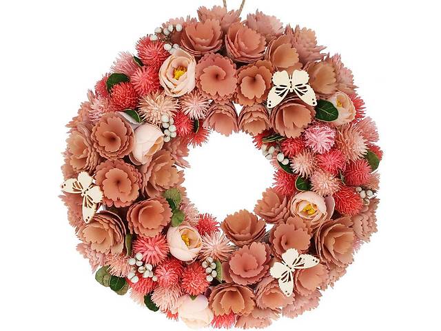 Декоративный венок подвесной Peach Flowers Ø34cm Bona DP118234