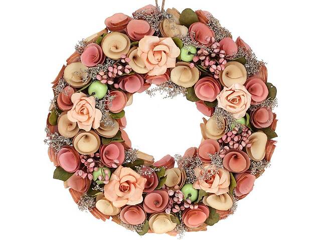 Декоративный венок подвесной Peach Roses Ø33cm Bona DP118241