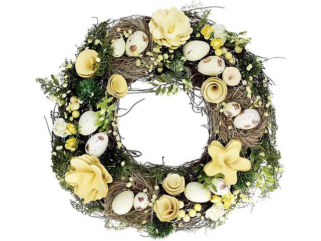 Декоративный венок подвесной Yellow Flowers Ø31cm Bona DP118249