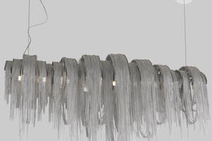 Длиная дизайнерская люстра из серебряных цепочек на 9 ламп Lightled 908-D0095-9LED E14