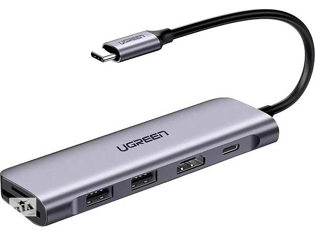 Док-станция Ugreen CM195 USB 3.0 Type-C – HDMI SD TF USB 3.0 x 2 PD Серая
