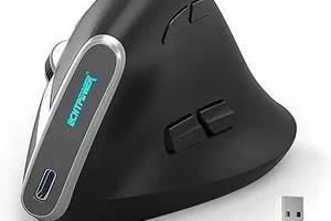 ECHTPower Бездротова вертикальна ергономічна миша, трирежимна миша 2,4G і Bluetooth, верт, що перезаряджається