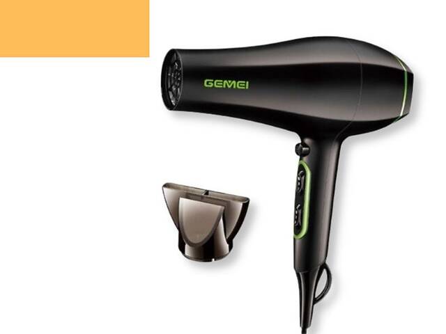 Фен профессиональный для волос с насадкой GEMEI GM-130 2200 Вт черный (GM-130)
