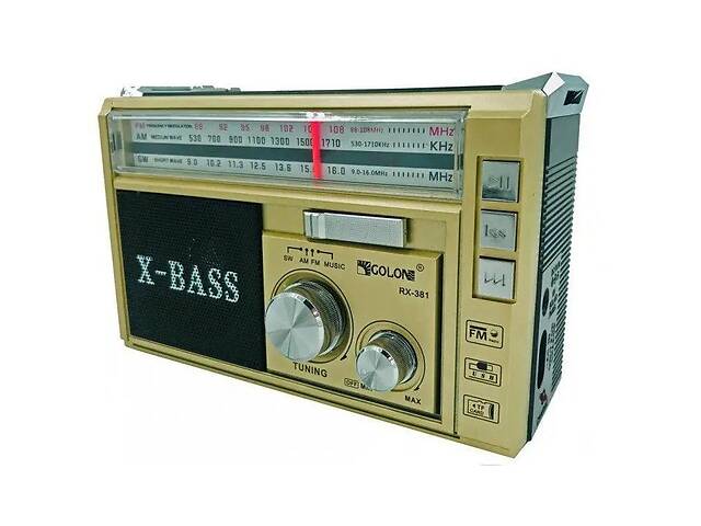 ФМ радиоприемник Golon RX-381 MP3 USB с фонариком Gold