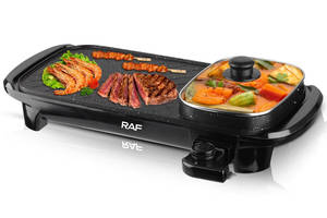 Гриль электрический RAF R.5303 2в1 с ёмкостью для готовки 1500W Black