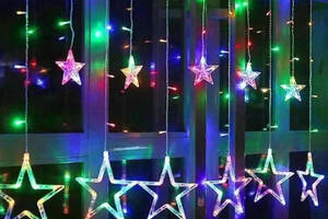 Гирлянда Bailong STAR CURTAIN 12M MULTI Звезды Мультицветные