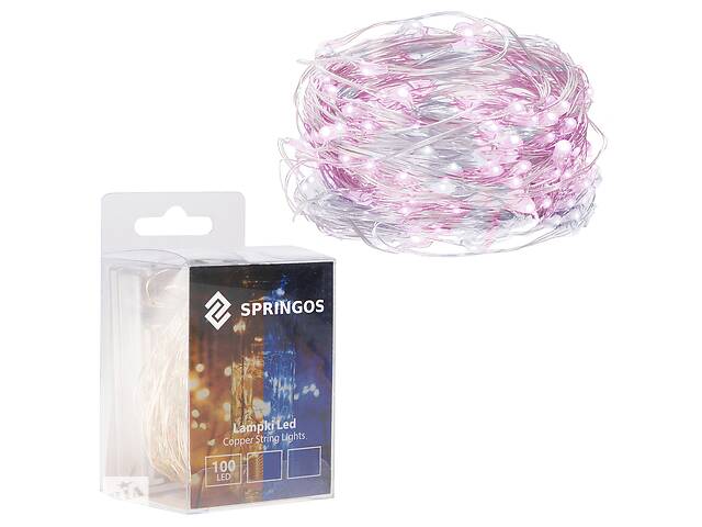 Гирлянда на батарейках Springos 9.9 м 100 LED CL0025 Cold White/Pink