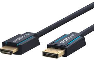 Кабель ClickTronic DisplayPort-HDMI M/M HDMI v1.2 4K@60Hz D=7.3mm Casual OFC 10 м Синий (75.04.4927)