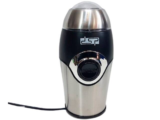 Кофемолка электрическая импульсная из нержавеющей стали 50 гр DSP КА 3001 серебристо-черная с малошумным двигателем 2...