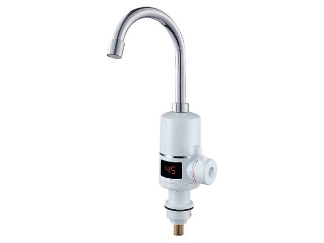Кран-водонагреватель проточный NZ 3.0кВт 0,4-5бар для кухни гусак ухо на гайке с дисплеем AQUATICA (NZ-6B142W)
