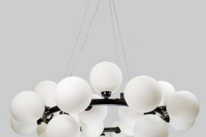 Круглая люстра на 25 ламп с белыми шарами Lightled 61-J2029-25 BK+WH