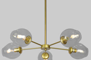 Круглая люстра на 5 прозрачных молекул Lightled 52-6039-5 GD+CL