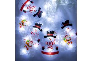 LED гирлянда бахрома 'Фигурки 3D снеговика и снежинки' Холодный Белый 3.2 м, светодиодная гирлянда (ST)