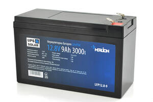 Литий-железо-фосфатный аккумулятор Merlion LiFePO4 12.8V 9AH (4S3P/BMS-10A), (151x65x100), 1,34kg for UPS, до 5000 ц...