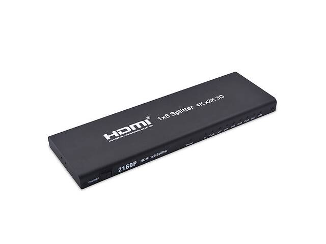 Перехідник моніторний Lucom HDMI 1x8 (Splitter) Act 4K@30Hz 3D Metal чорний (62.09.8066)