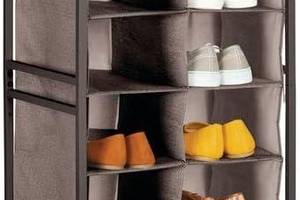 Полка для обуви mDesign с металлическим с 20 отделениями — коричневый эспрессо