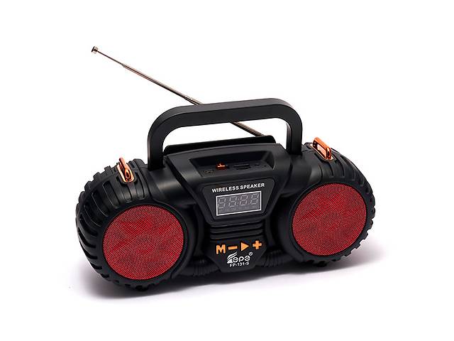 Портативное FM-радио EPE FP-131-S с USB/TF/MP3 Музыкальный плеер Аккумуляторный с солнечной панелью Черный с красным...