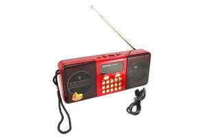 Портативный радиоприёмник аккумуляторный FM радио YUEGAN YG-1881US c SD-карта, MP3 плеер солнечная панель красный
