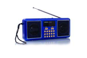 Портативный радиоприёмник аккумуляторный FM радио YUEGAN YG-1881US c SD-карта, MP3 плеер солнечная панель синий
