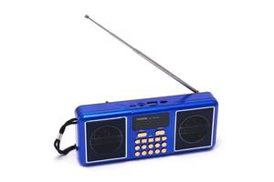 Портативный радиоприёмник аккумуляторный FM радио YUEGAN YG-1881US c SD-карта, MP3 плеер солнечная панель синий