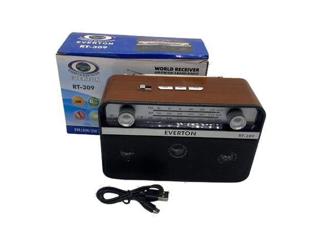 Портативный радиоприемник Everton RT-309 FM/AM/SW/Bluetooth/USB с фонариком (1756375714)