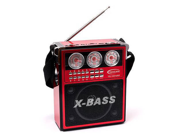 Портативный радиоприёмник YUEGAN YG-1051URT X-BASS SD/USB/MP3 плеер с фонариком Красный АК2832-89
