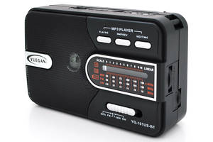 Радио с фонариком YG-101US-BT+Solar, 1 режим, встроенный аккум, Blister