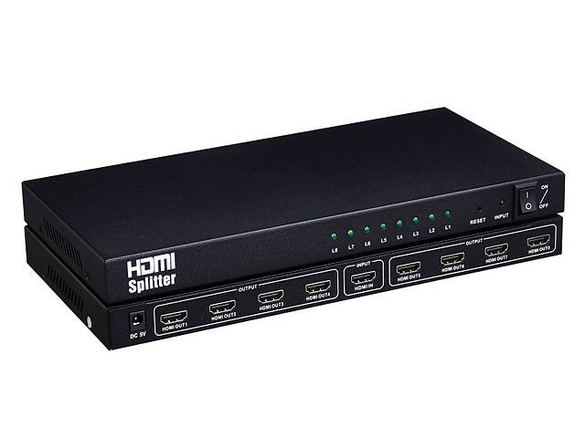 Разветвитель видеосигнала (сплиттер) RIAS HDMI - 8xHDMI 8 портов v1.4 1080P Black (3_00625)