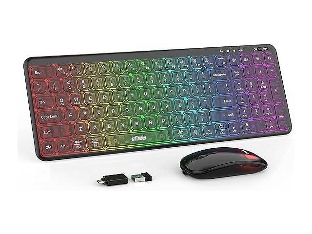 RedThunder K30 тонкая беспроводная клавиатура и мышь RGB 2.4 Mac/Win/Android Английская раскладка