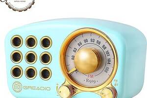 Ретро радио Greadio,портативная колонка беспроводное соединение Bluetooth 5.0, TF-карта и MP3-плеер (синий)