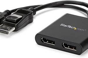 StarTech.com Розгалужувач DisplayPort 1.2 для двох моніторів, багатомоніторний адаптер DisplayPort на 2x