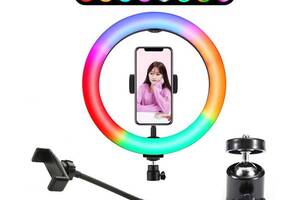 Студийная 360° светодиодная LED лампа со штативом XPRO LIVE LIGHT RGB MJ38 диаметр - 38см