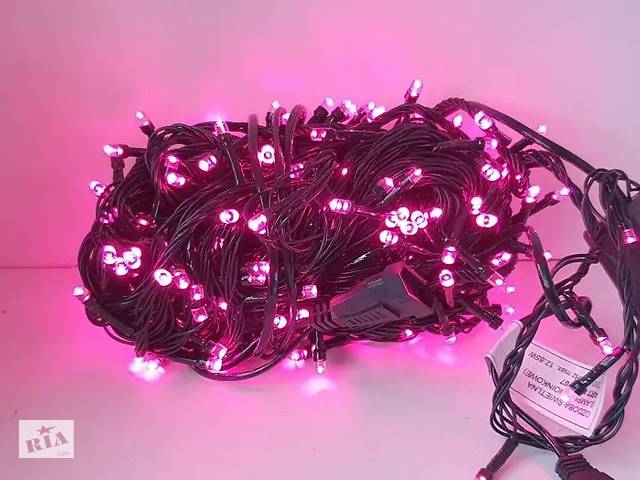 Светодиодная гирлянда Lampiki на 300 LED розовая 8 режимов от сети для помещения и улицы под накрытием