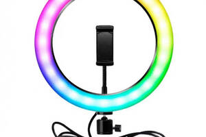 Светодиодная кольцевая лампа для селфи фото CXB RGB-260 с держателем для телефона 10' 26 см питание от USB