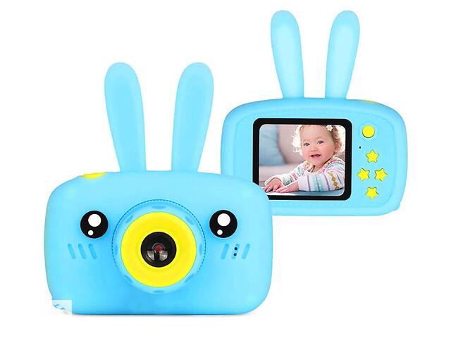 Цифровой детский фотоаппарат Children fun Camera Зайчик детская фото-видеокамера Blue