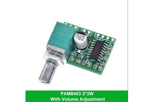 Цифровой Усилитель PAM8403 с регулятором громкости звука 2*3 Вт