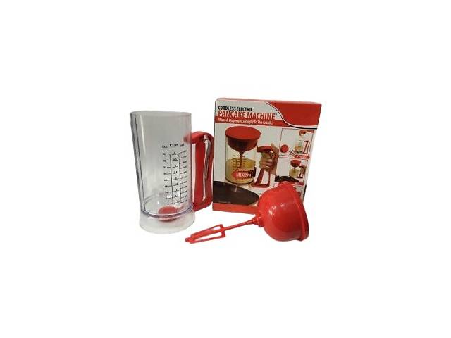 Универсальный миксер Pancake Machine на батарейках 1200ml красный (Pancake 1200ml_395)