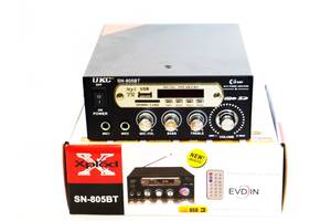 Підсилювач потужності звуку UKC SN-805BT з функцією караоке і пультом дистанційного керування FM Bluetooth USВ Чорний