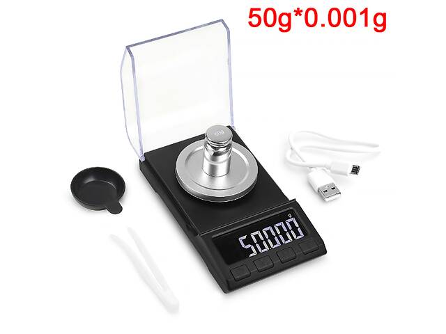 Весы электронные ювелирные высокоточные 0.001 г – 50 грамм с USB выходом (сеть/батарейки)