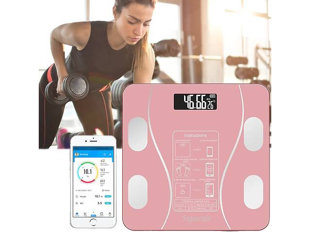 Весы напольные электронные SmartLife Body Fat Scale, Розовые умные весы с блютуз | розумні ваги напольні (ST)