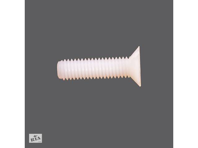 Винт пластиковый M3x8 потайная головка, белый - Фото 1 Винт пластиковый M3x8 потайная головка, белый - Фото 1