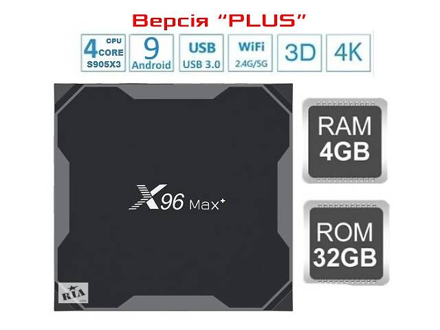 X96 MAX + Plus 4gb 32gb S905X3 Андроїд 9 смарт тв приставка Гарантія