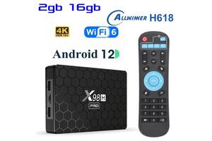 X98H PRO 2гб 16Гб Android 12 Смарт ТВ Приставка + Телевидение + Фильмы Allwinner H618