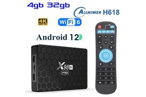 X98H PRO 4гб 32Гб Android 12 Смарт ТВ Приставка + Телевидение + Фильмы Allwinner H618