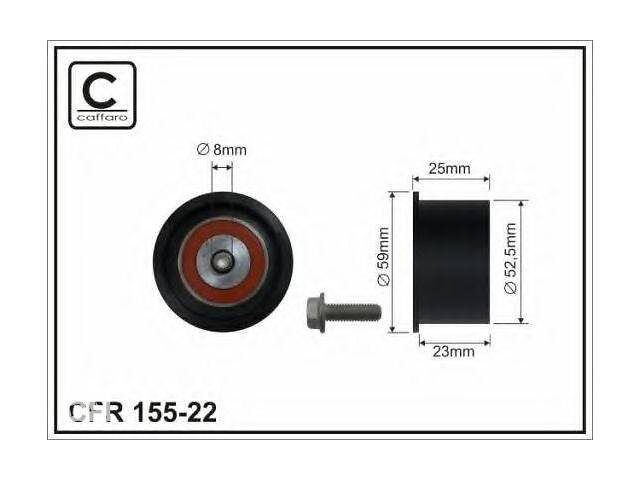 CAFFARO 155-22 52.5x8x23 Ролик ремня приводного Opel Zafira 1.6-1.8 98-