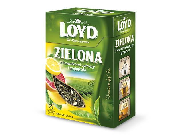 Чай листовий Loyd Zielona, лимон і грейпфрут, 80г
